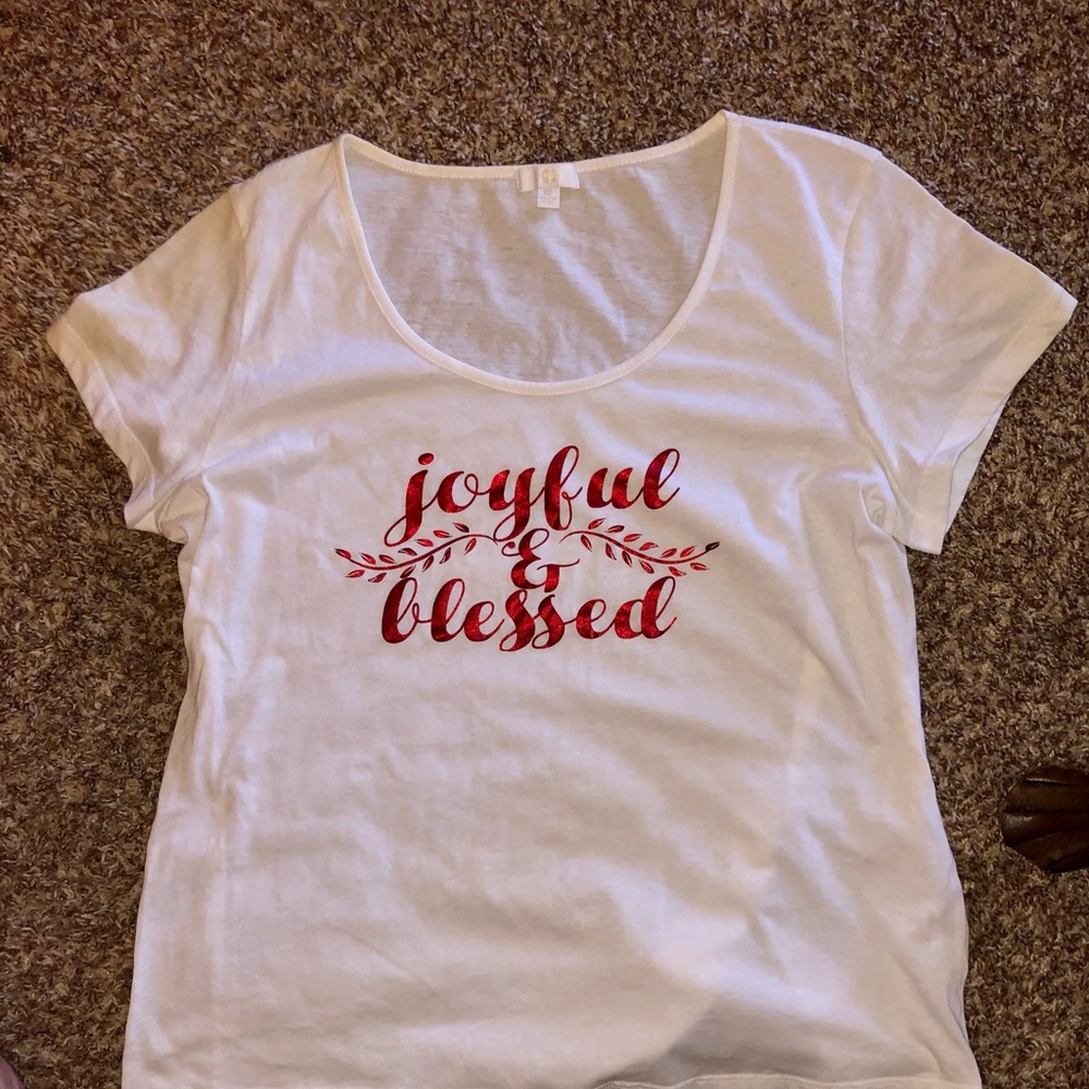 Joyful and blessed white T-shirt